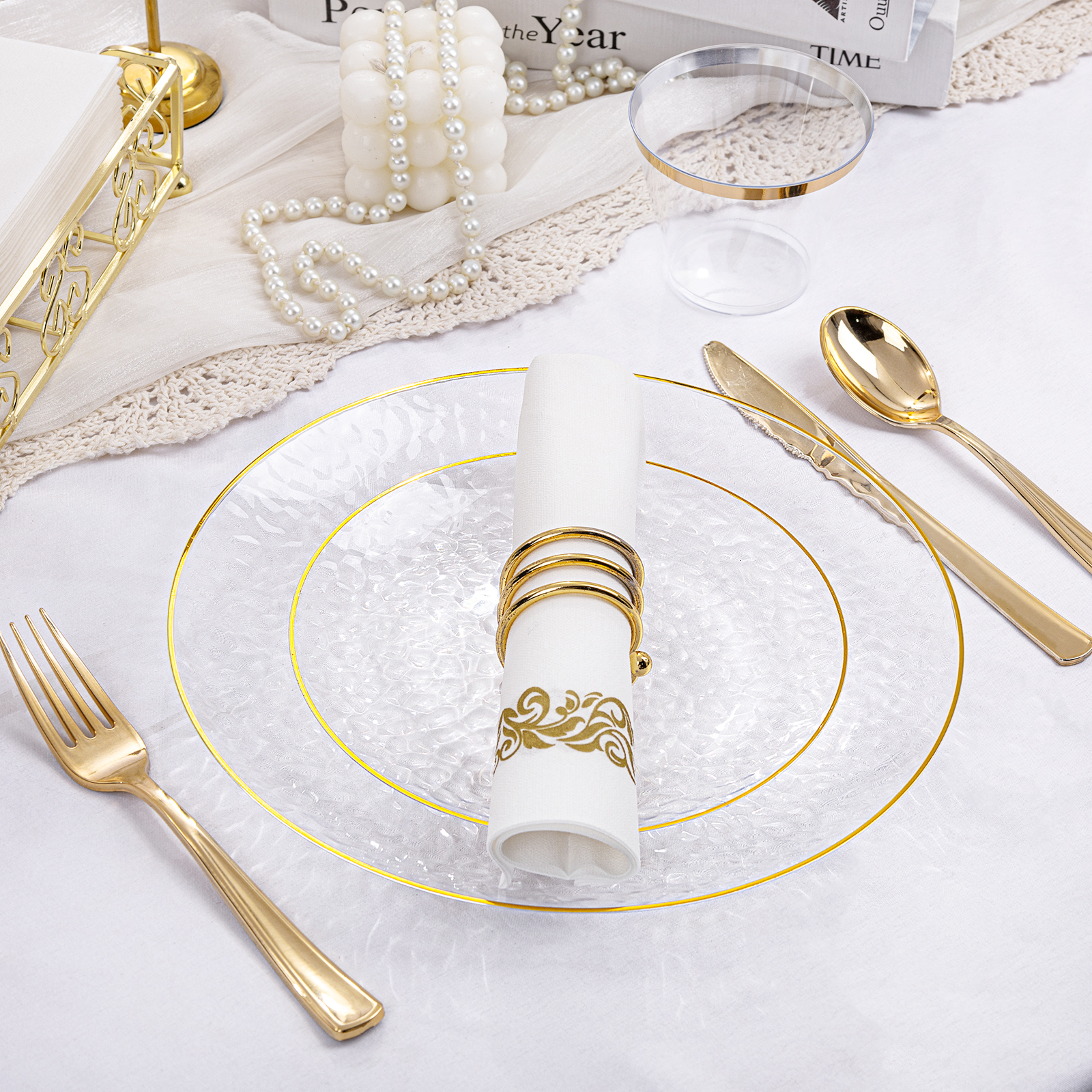 Clear And Gold Party Dinnerware Set — view 11