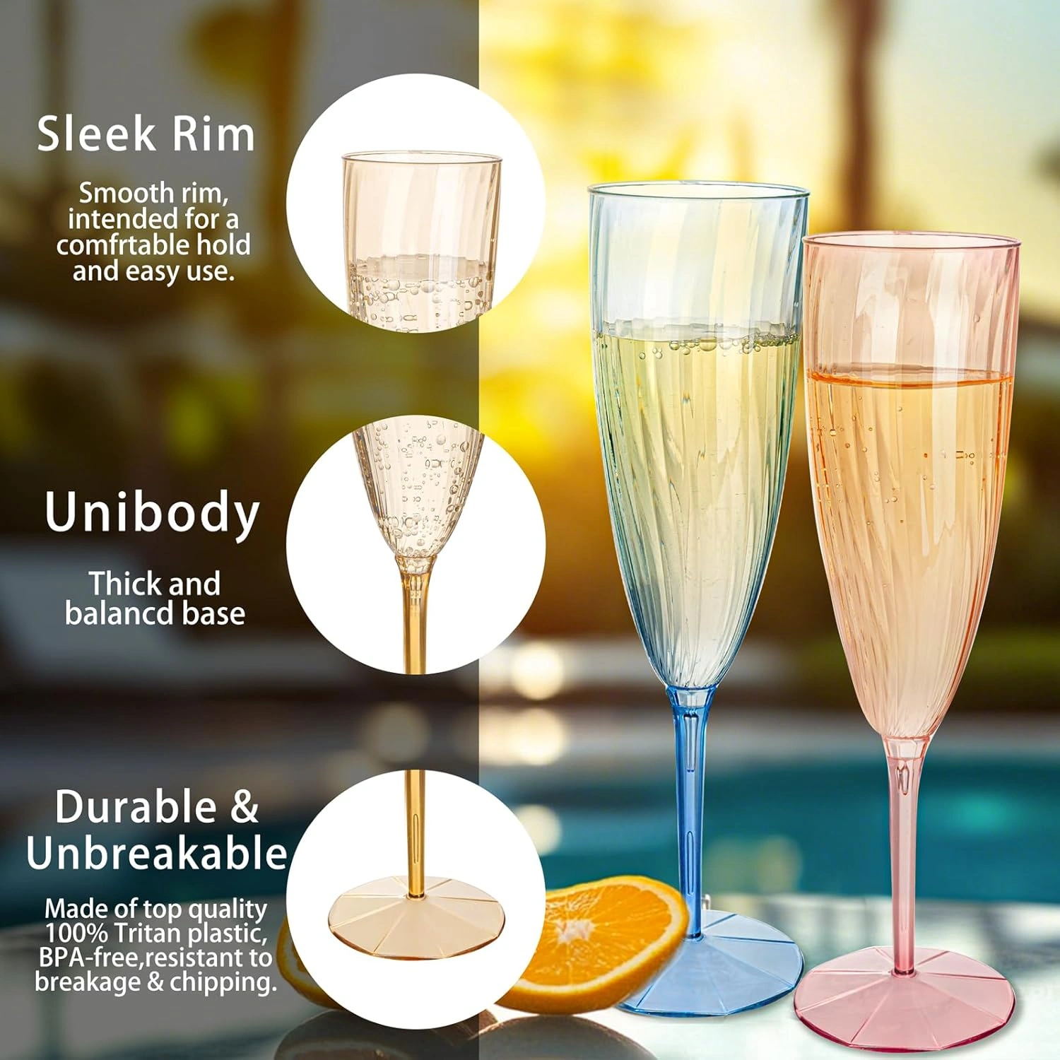 Colorful 6OZ Disposable Champagne Flutes Plastic (12 Pieces) — view 13