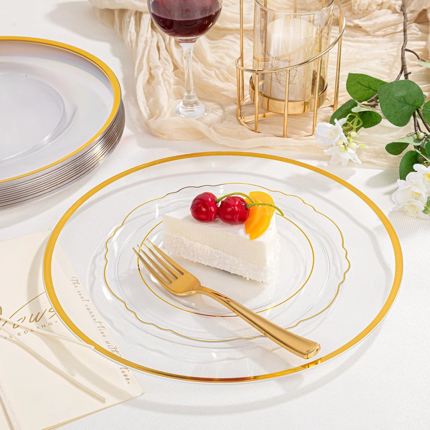 Clear And Gold 12Inch Plastic Charger Plates — view 13