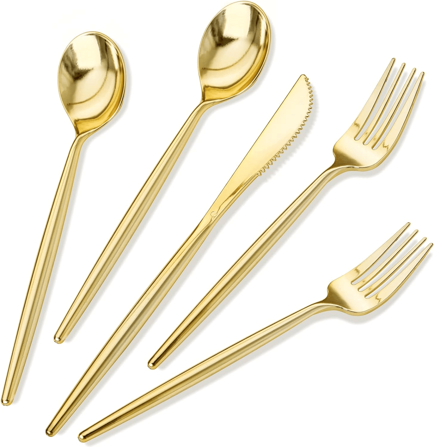 180Pcs Gold Plastic Silverware (60 Forks, 60 Spoons, 60 Knives) - Heavy-Duty & Disposable