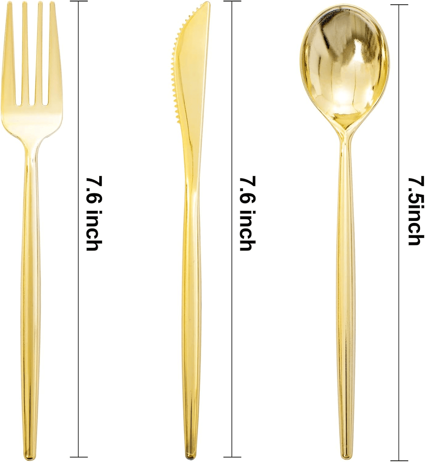 180Pcs Gold Plastic Silverware (60 Forks, 60 Spoons, 60 Knives) - Heavy-Duty & Disposable