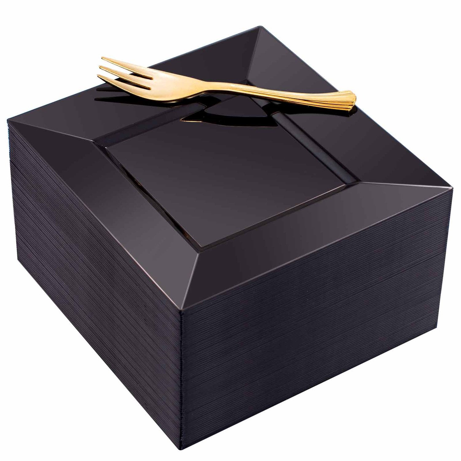 200pcs Black Dessert Plates with 100pcs Gold Dessert Forks