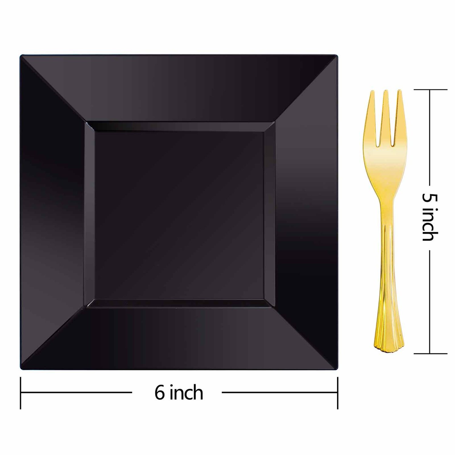 200pcs Black Dessert Plates with 100pcs Gold Dessert Forks