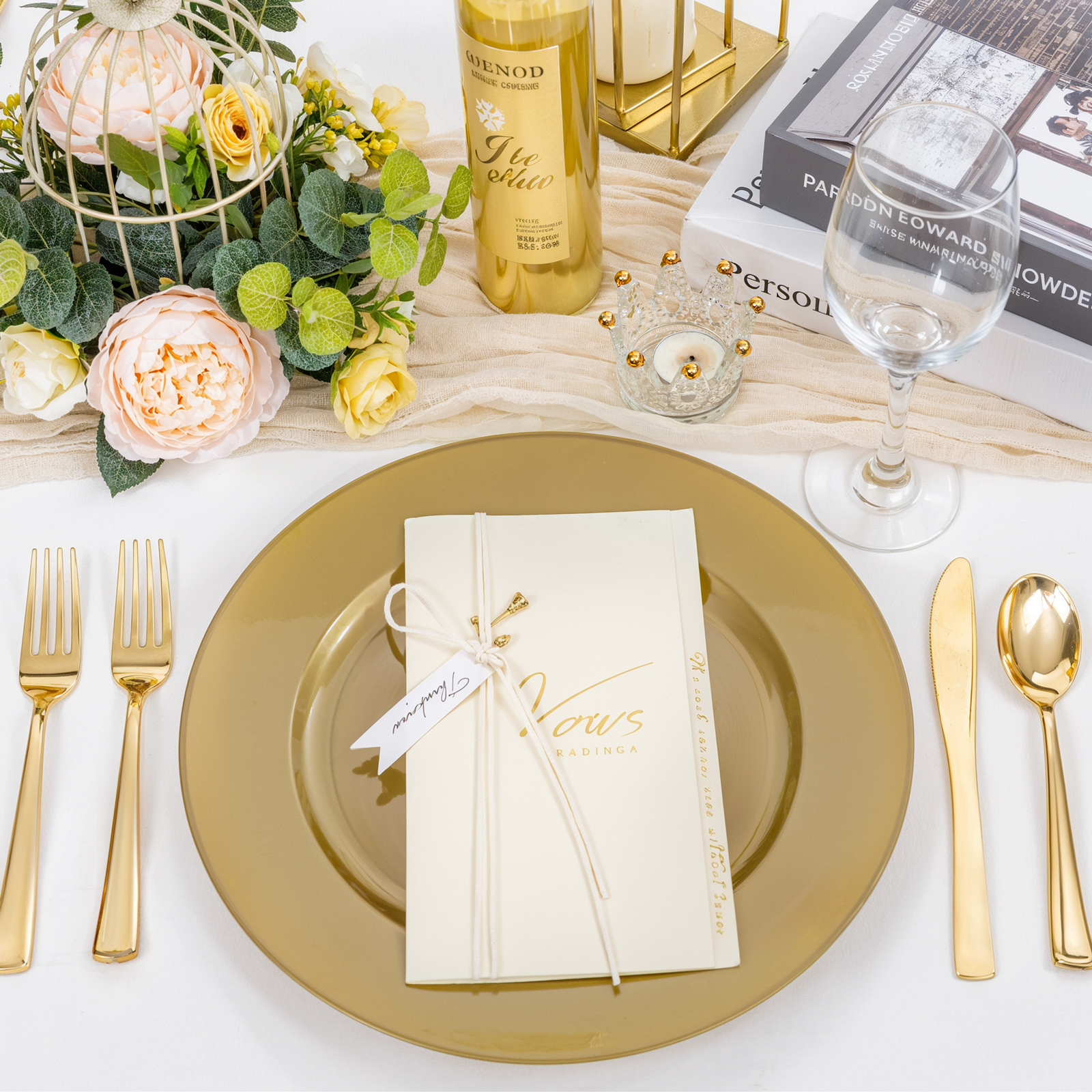Gold 12Inch Plastic Charger Plates — view 11