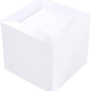 White Square Plastic Plates-6inch Disposable Cake Plates- Premium Hard Square Small Appetizer Plates for Wedding/Party — view 1