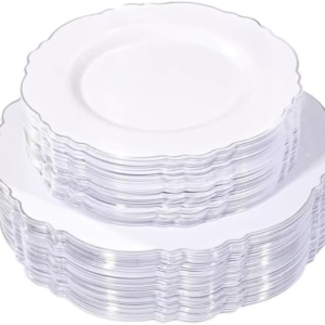 Silver Baroque Plastic Plates — view 1