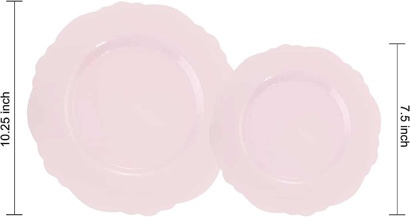 Pink Baroque Plastic Plates (60 Pieces) — view 10