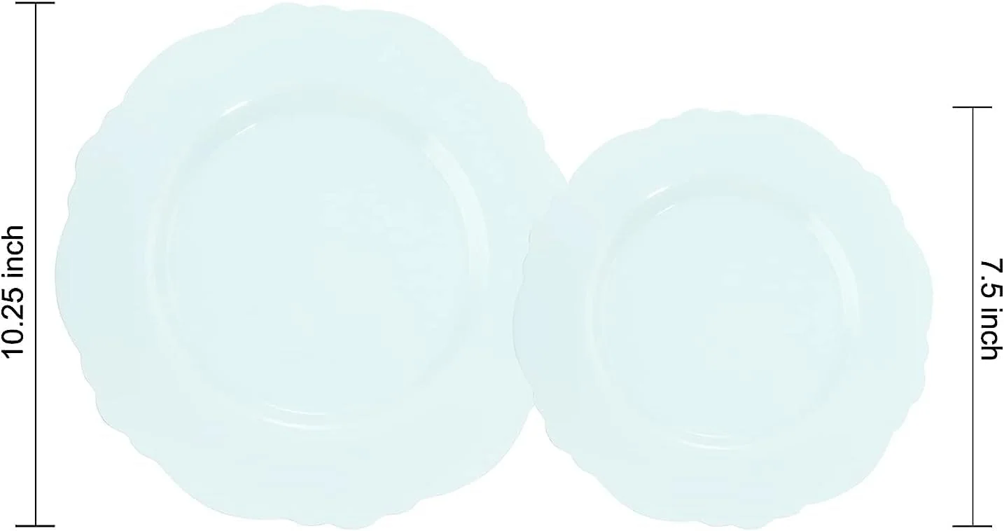 Mint Green Baroque Plastic Plates (60 Pieces) — view 13