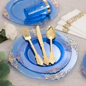 Blue & Gold Dinnerware Set for 25 Guests — view 16