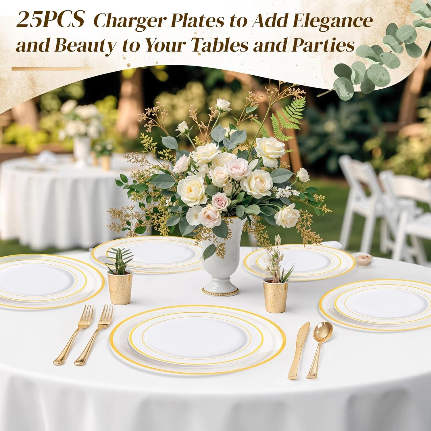Clear And Gold 12Inch Plastic Charger Plates — view 14