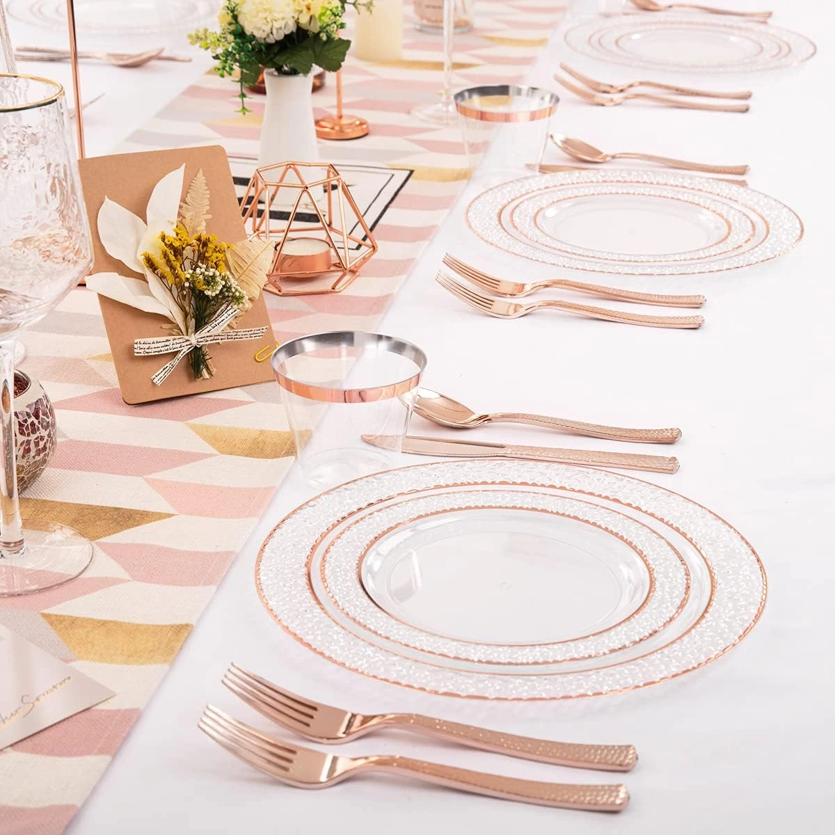 Rose And Gold Disposable Plastic Plates (150 Pieces) — view 12