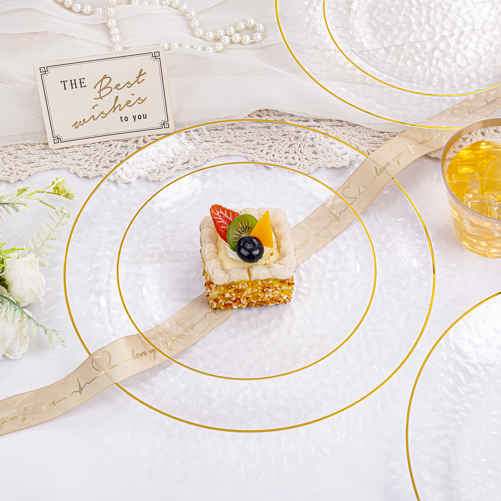 Clear And Gold Party Dinnerware Set — view 12