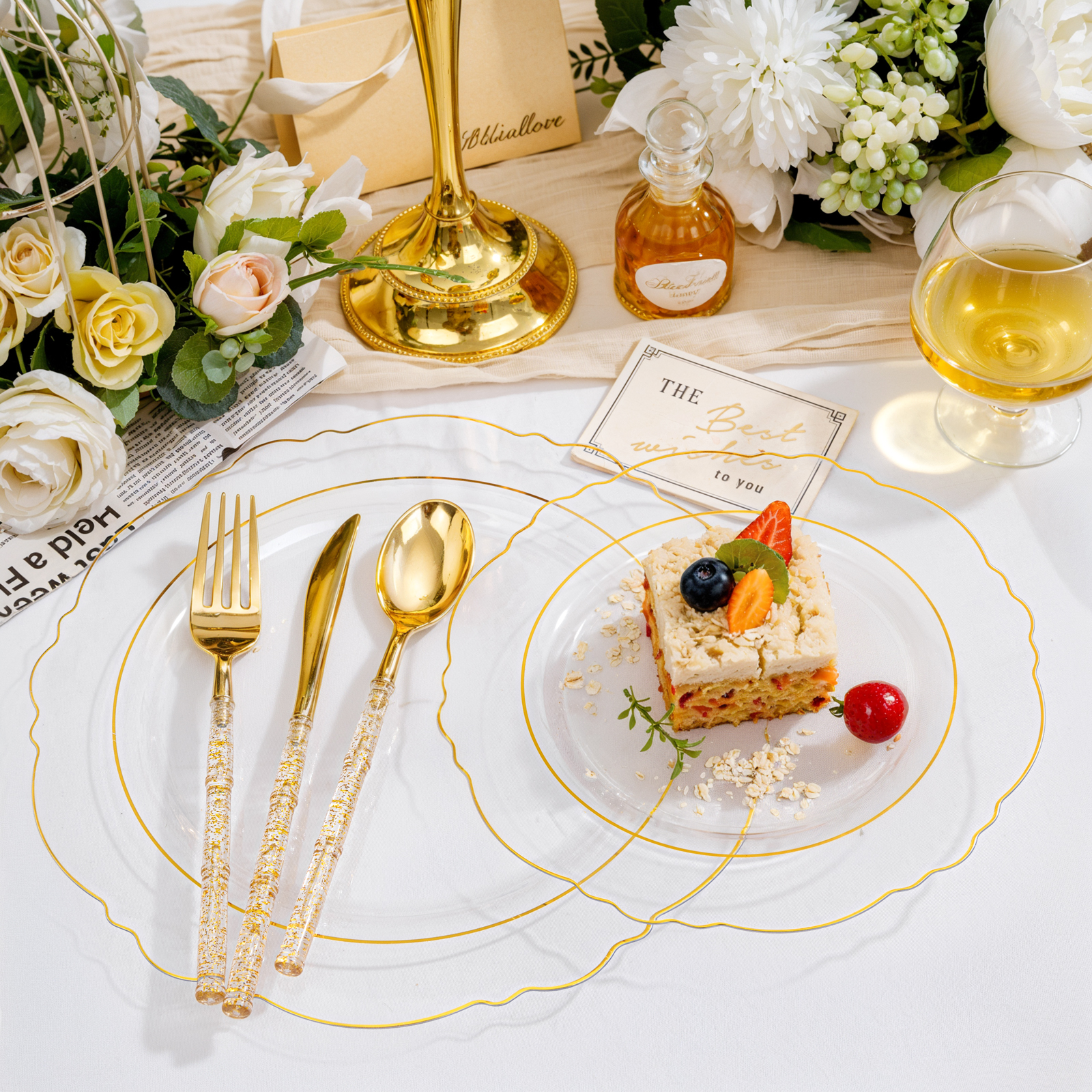 Clear Gold, Silver, Clear, Gold Plastic Plates — view 9