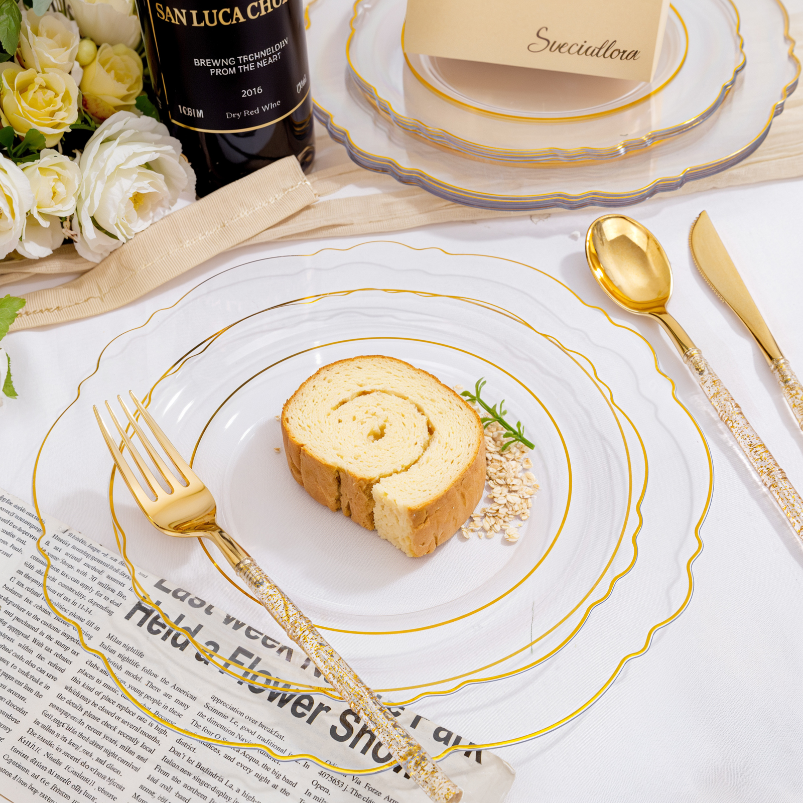 Clear Gold, Silver, Clear, Gold Plastic Plates — view 8