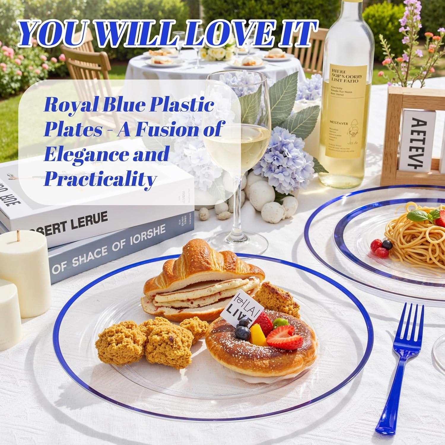 Clear And Blue 12Inch Plastic Charger Plates — view 11