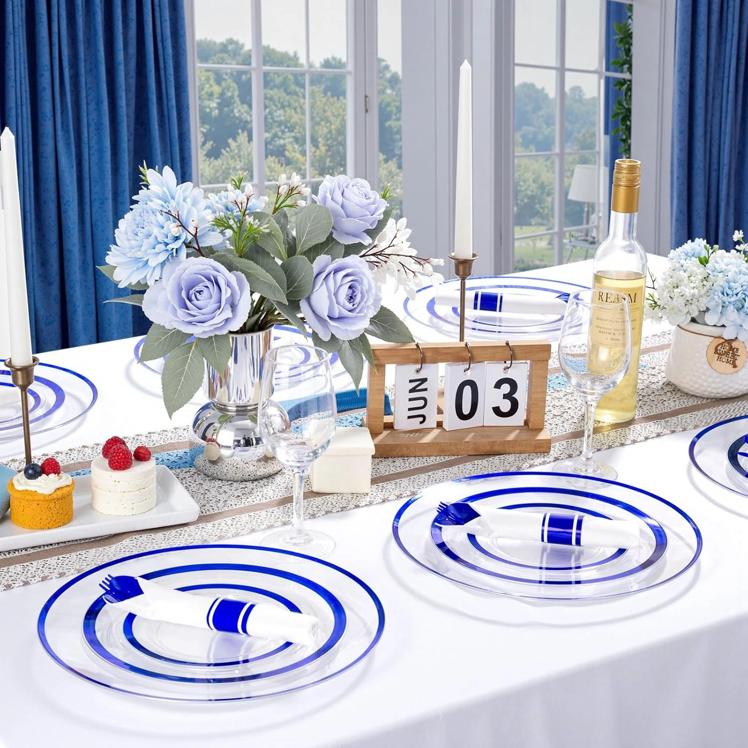 Clear And Blue 12Inch Plastic Charger Plates — view 14