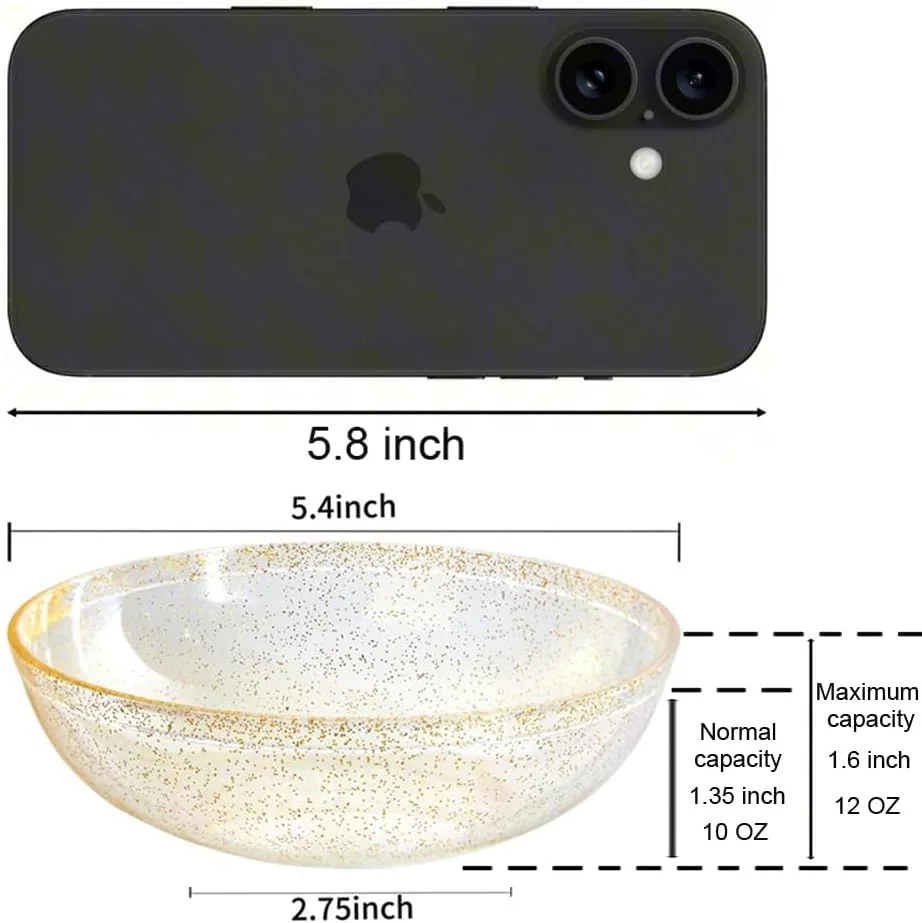 Gold Glitter 10oz Plastic Bowls-Disposable Plastic Bowls- Premium Heavy Duty Salsa Bowls for Wedding &Parties — view 9