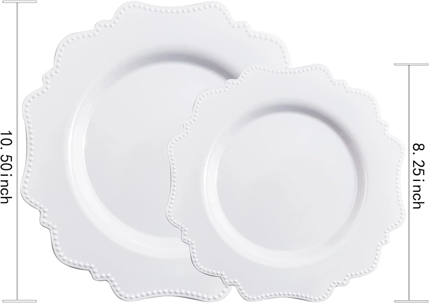 White Disposable Plastic Plates-Heavy duty plate for party/wedding/anniversary 30 dinner plates and 30 dessert/salad plates — view 12