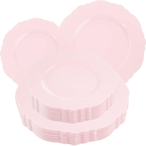 Pink Baroque Plastic Plates (60 Pieces) — view 8
