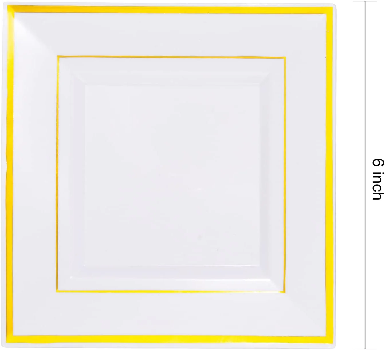 Gold Square Plastic Plates-6inch Disposable Cake Plates- Premium Hard Square Small Appetizer Plates for Wedding/Party — view 9