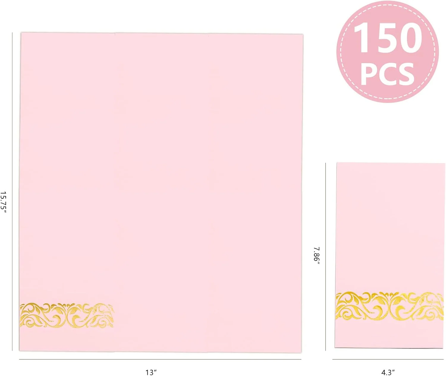 Pink And Gold Napkins Disposable-3ply Paper Napkins Rim — view 13
