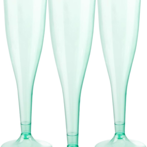 Clear Green Plastic Champagne Flutes — view 9