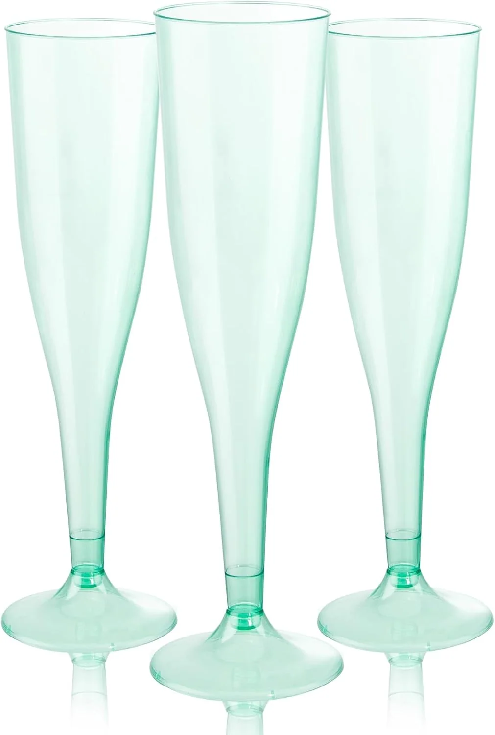 Clear Green Plastic Champagne Flutes — view 9