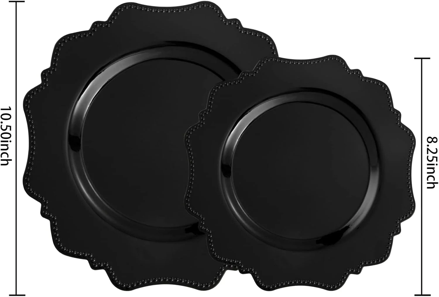 Black Disposable Plastic Plates-Heavy duty plate for party/wedding/anniversary 30 dinner plates and 30 dessert/salad plates — view 12