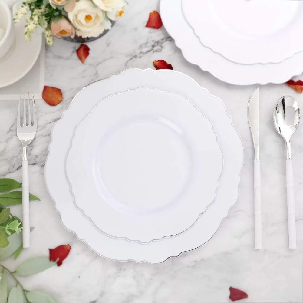 Silver Baroque Plastic Plates — view 12