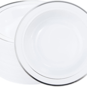 Silver 10oz Plastic Bowls-Disposable Plastic Bowls- Premium Heavy Duty Salsa Bowls for Wedding &Parties — view 7