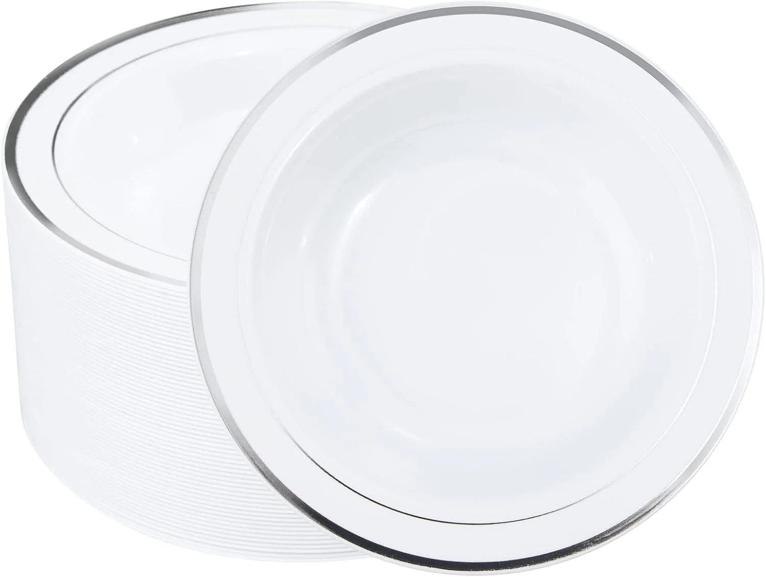 Silver 10oz Plastic Bowls-Disposable Plastic Bowls- Premium Heavy Duty Salsa Bowls for Wedding &Parties — view 7