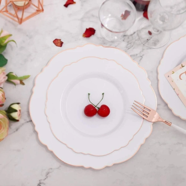 Rose Gold Baroque Plastic Plates — view 11
