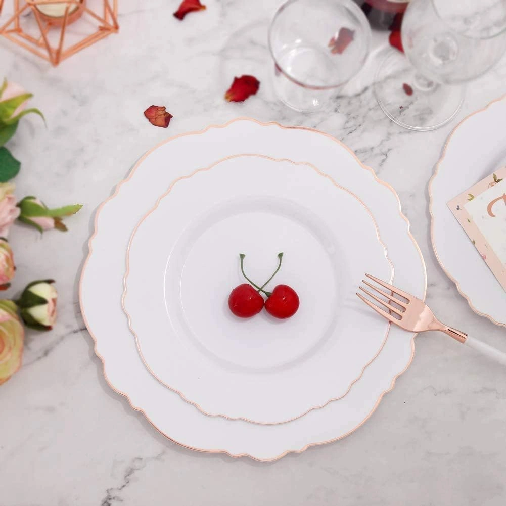 Rose Gold Baroque Plastic Plates — view 11