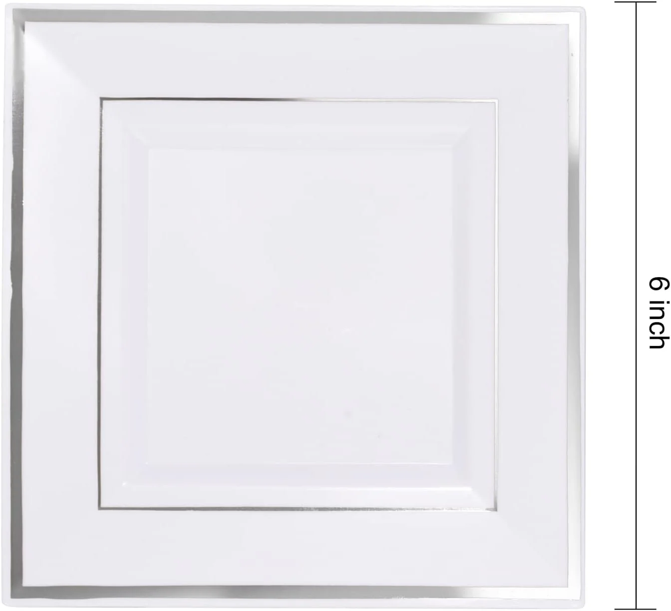 Silver Square Plastic Plates-6inch Disposable Cake Plates- Premium Hard Square Small Appetizer Plates for Wedding/Party — view 9
