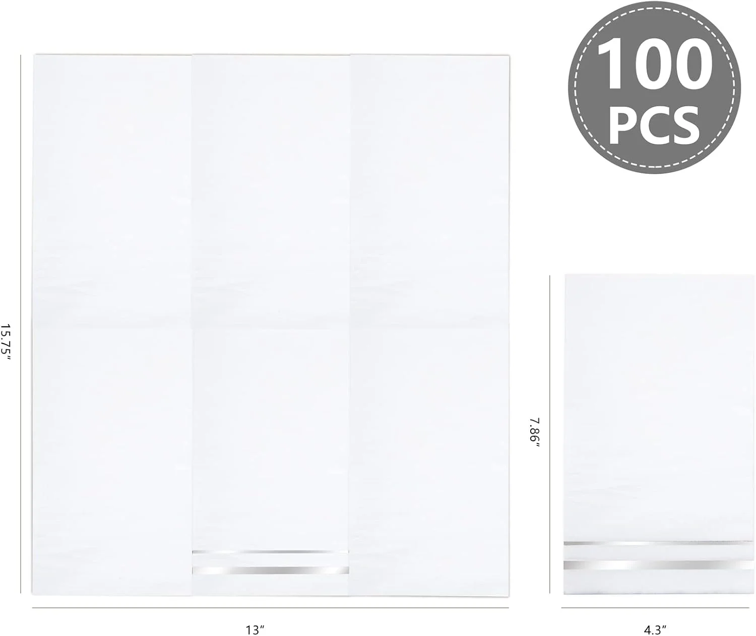 Silver 100-Count 3-Ply disposable Napkins (100 Pieces) — view 10