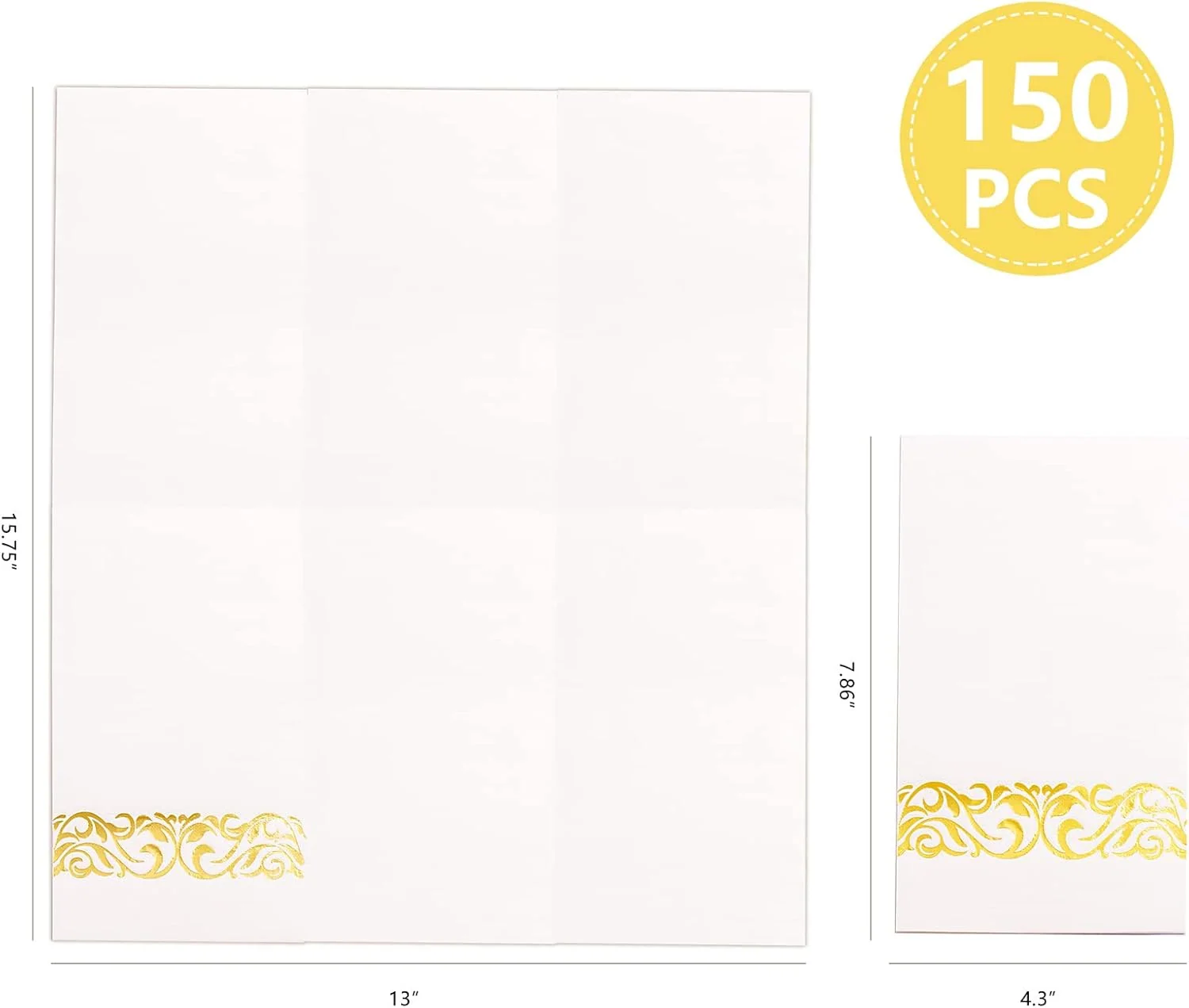 White And Gold Napkins Disposable-3ply Paper Napkins Rim — view 13
