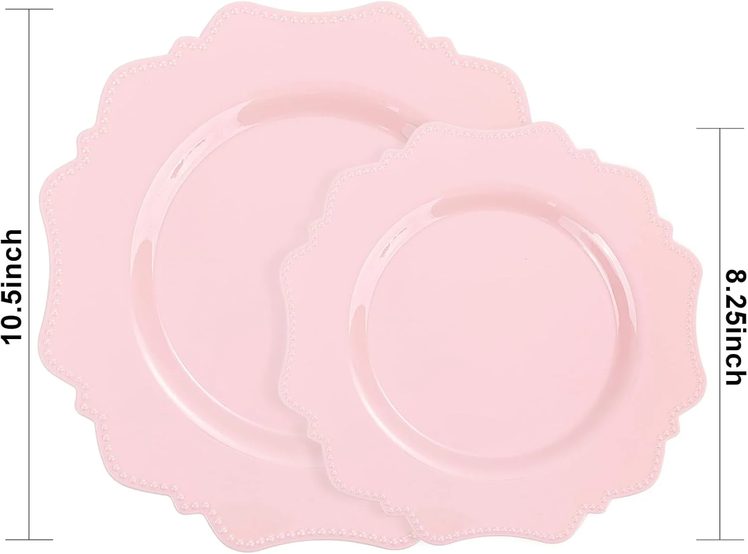 Pink Disposable Plastic Plates-Heavy duty plate for party/wedding/anniversary 30 dinner plates and 30 dessert/salad plates — view 12