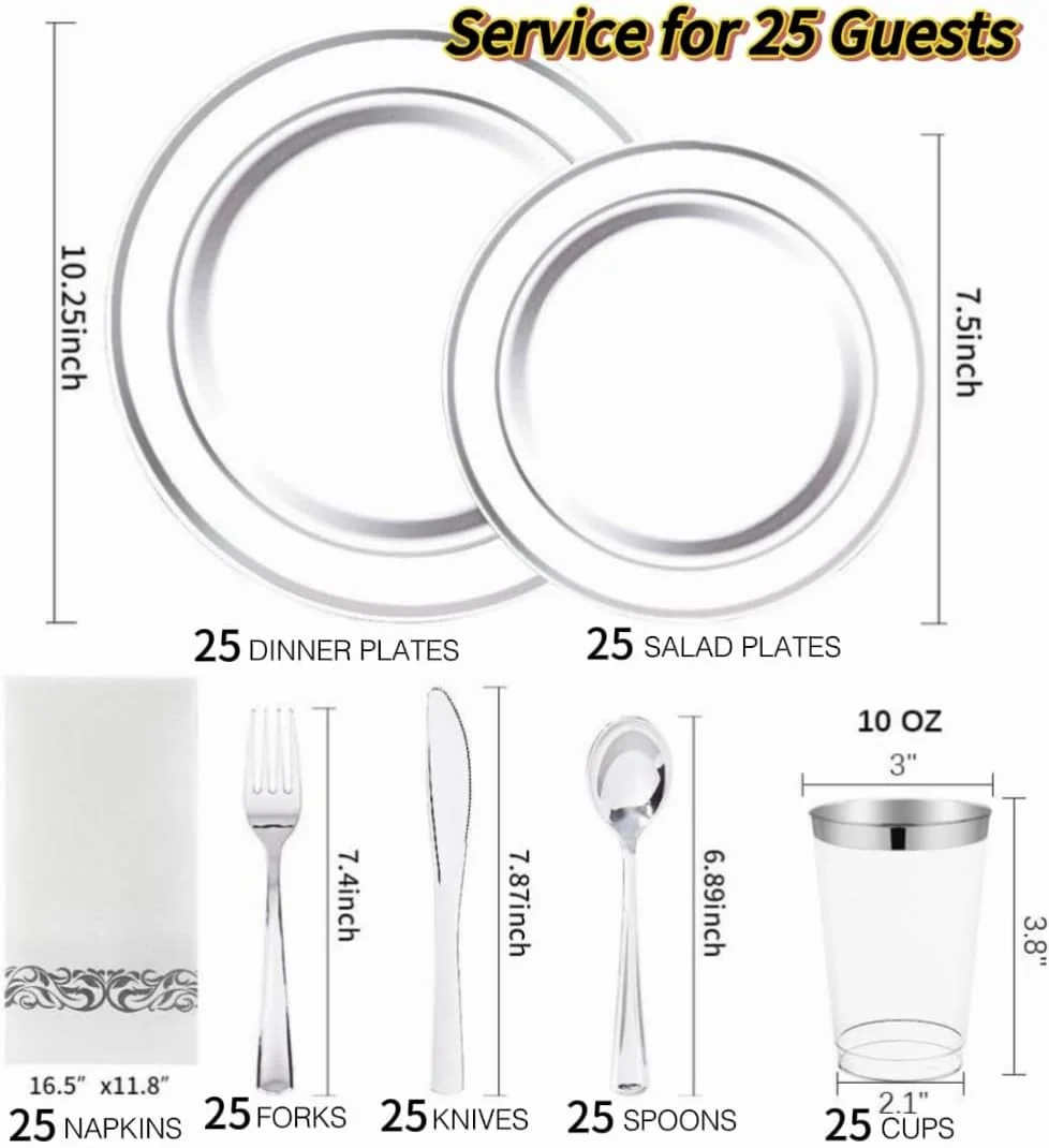 White And Silver Disposable Plates — view 11