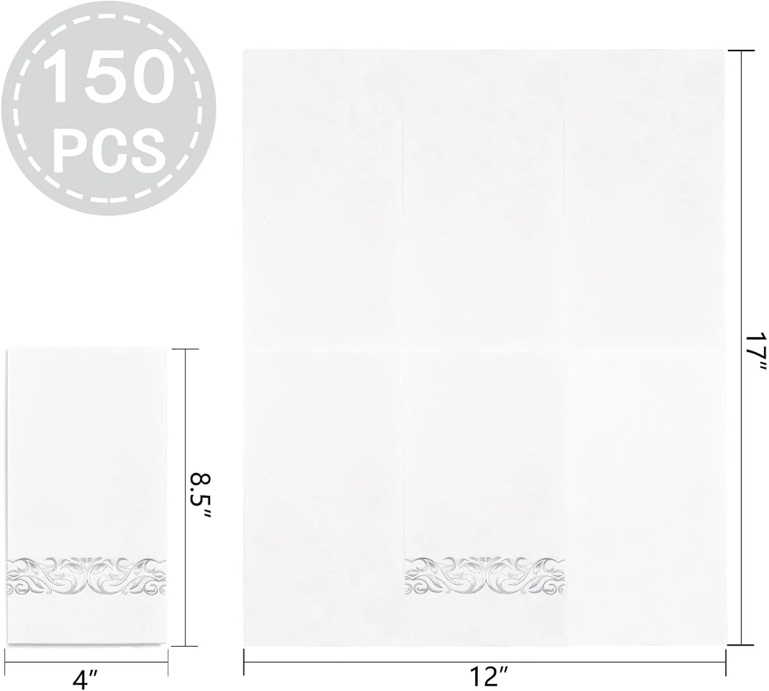 White And Silver Napkins Disposable-3ply Paper Napkins Rim — view 12