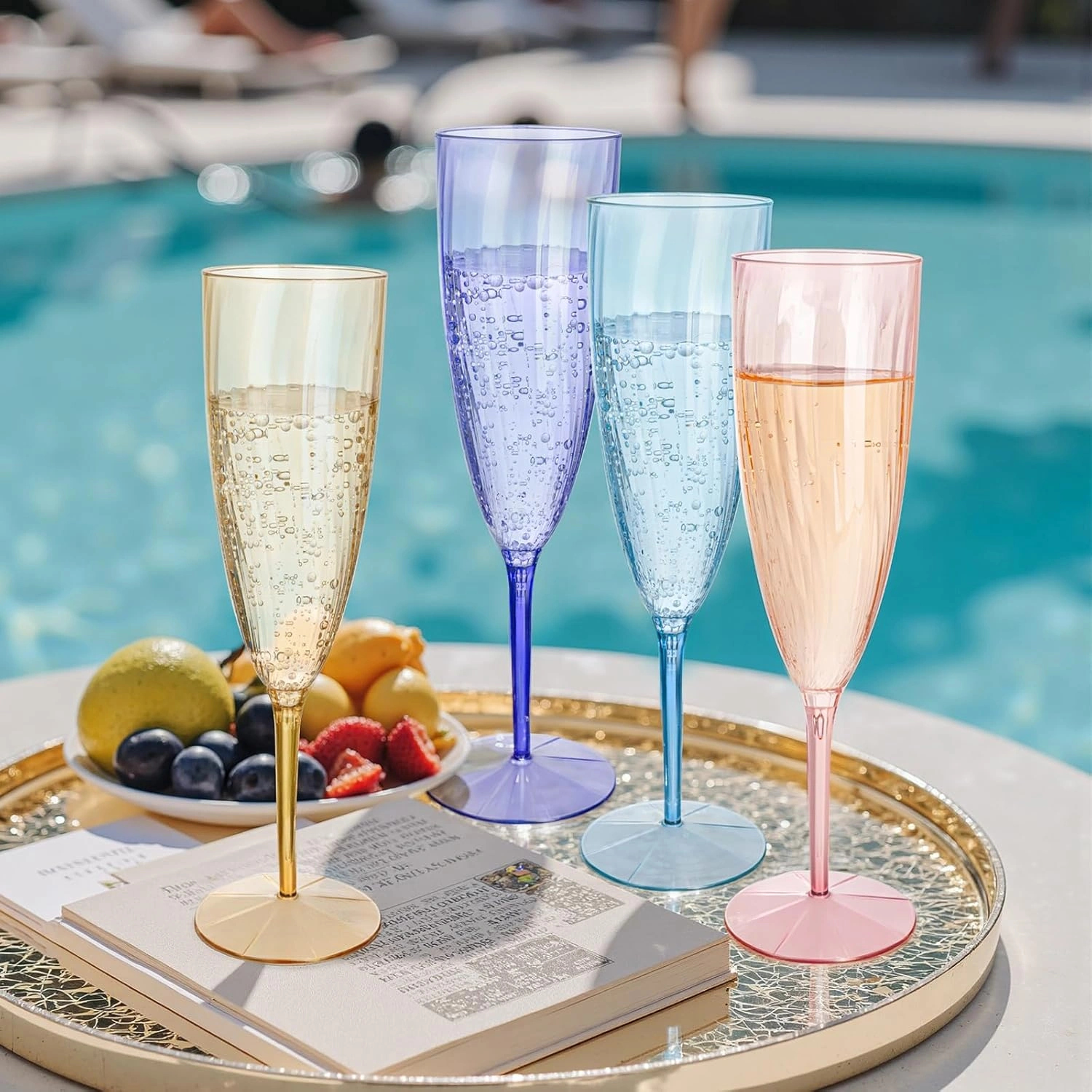 Colorful 6OZ Disposable Champagne Flutes Plastic (12 Pieces) — view 14