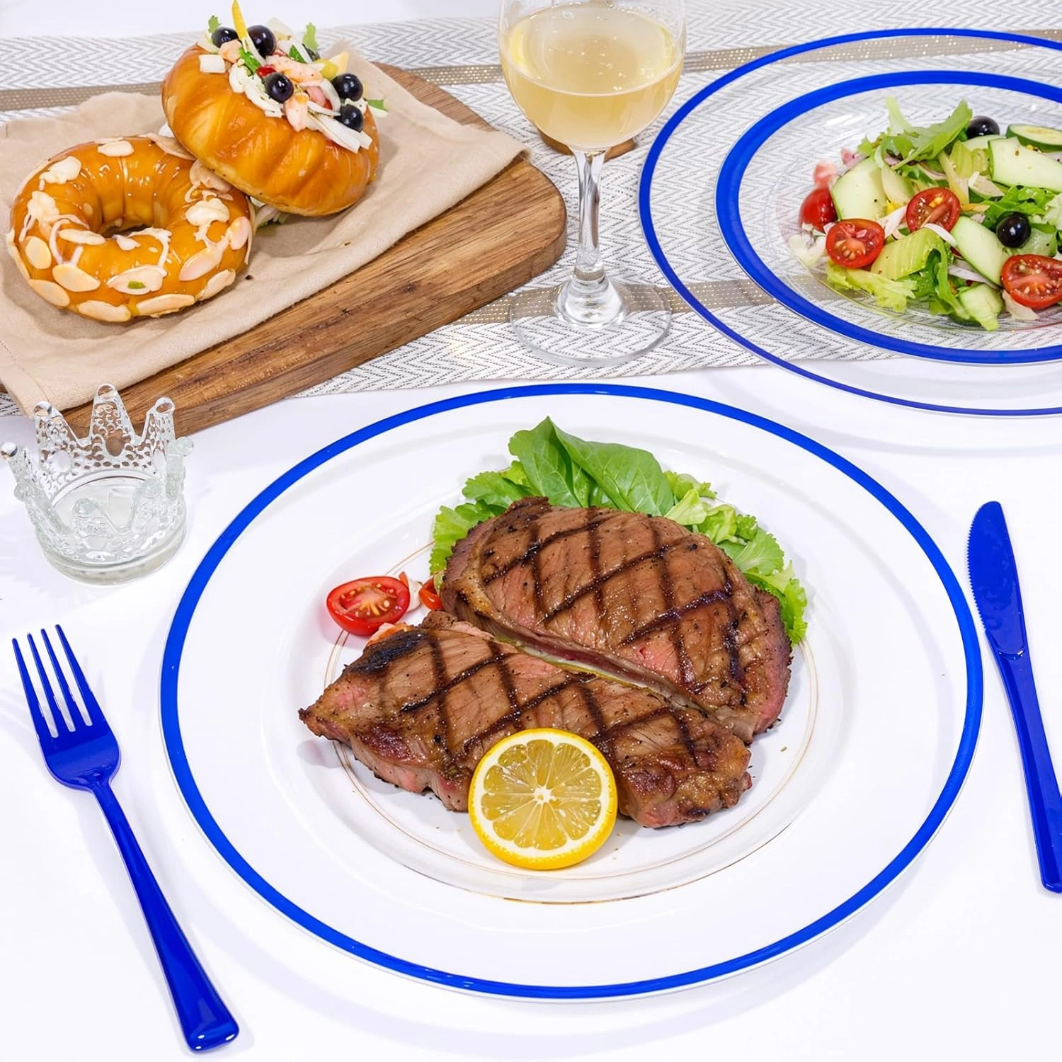 Clear And Blue 12Inch Plastic Charger Plates — view 13