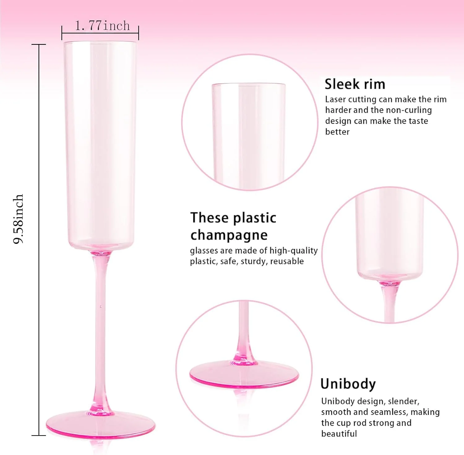 Pink YOUBET Champagne Flutes Plastic — view 13