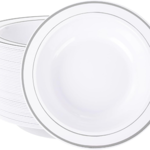 Silver Plastic Bowls with Gold Rim — view 11