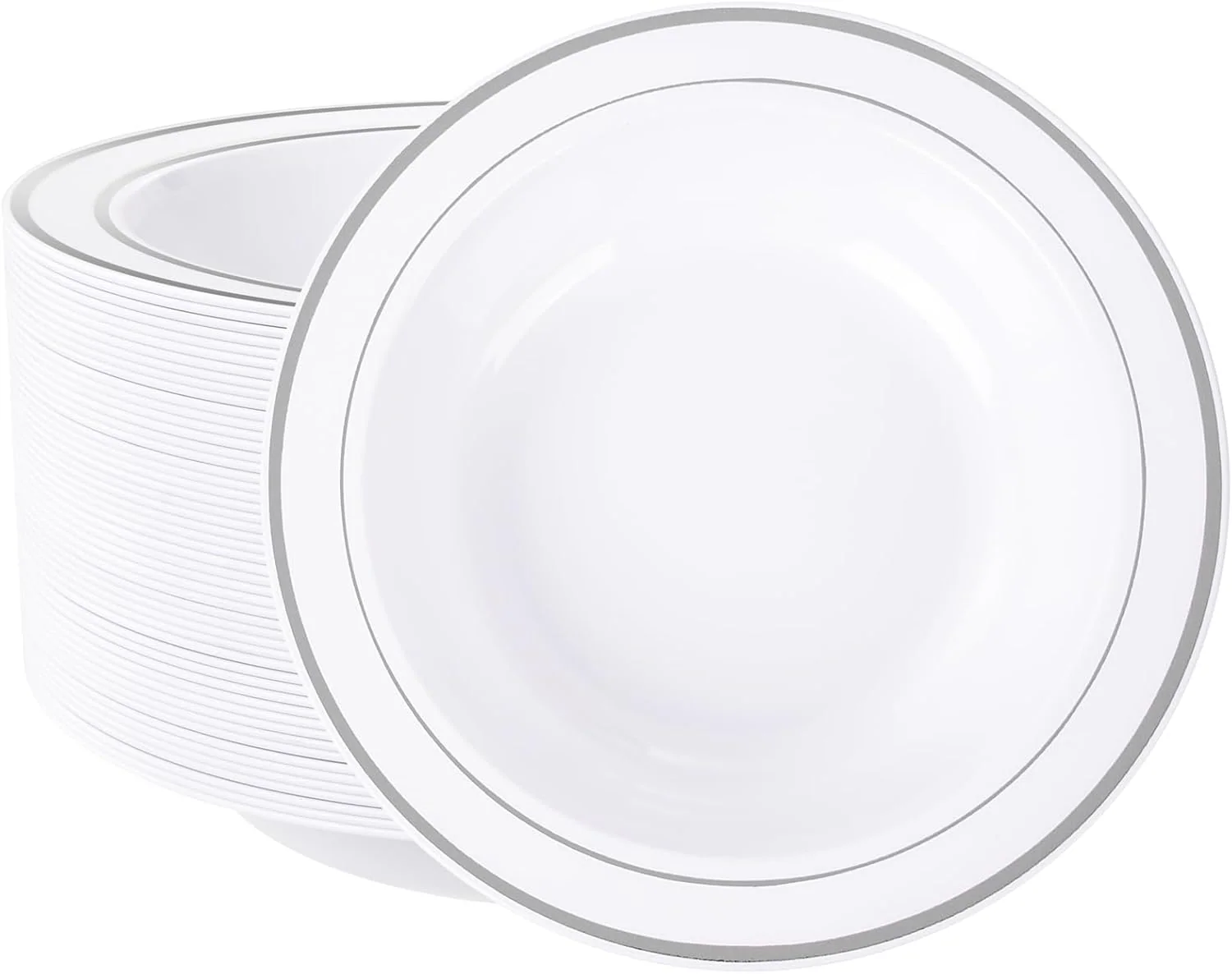 Silver Plastic Bowls with Gold Rim — view 11