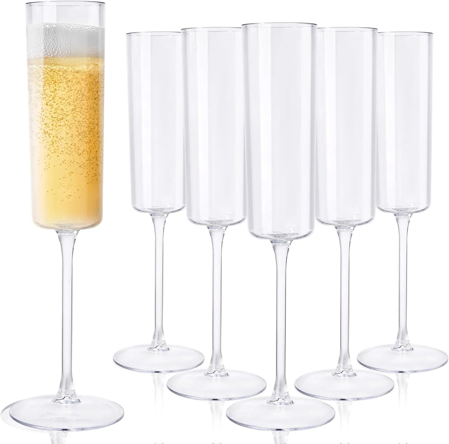 Clear Square Plastic Toasting Glasses, Tall and Slender Stem (6 oz) — view 11