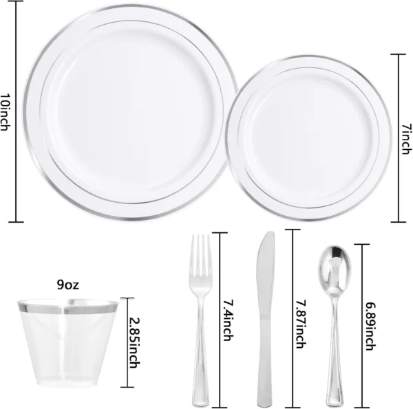 Silver Deluxe Disposable Dinnerware Set — view 11