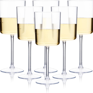 Stemmed Plastic Wine Glasses for Events, Clear Design (10 oz, 6 Pack) — view 11