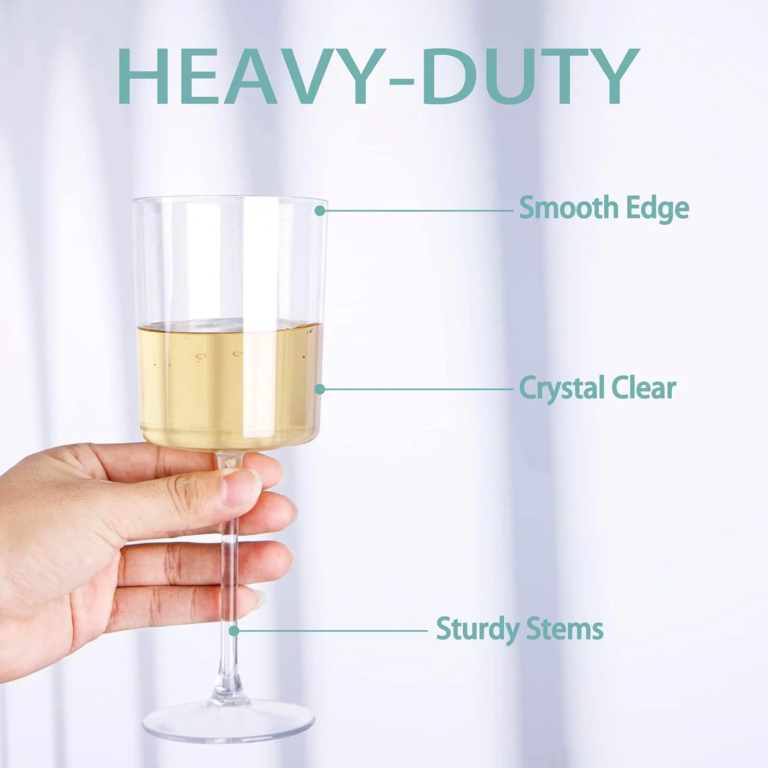 Stemmed Plastic Wine Glasses for Events, Clear Design (10 oz, 6 Pack) — view 15