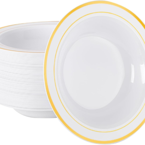 Gold 10oz Plastic Bowls-Disposable Plastic Bowls- Premium Heavy Duty Salsa Bowls for Wedding &Parties — view 11