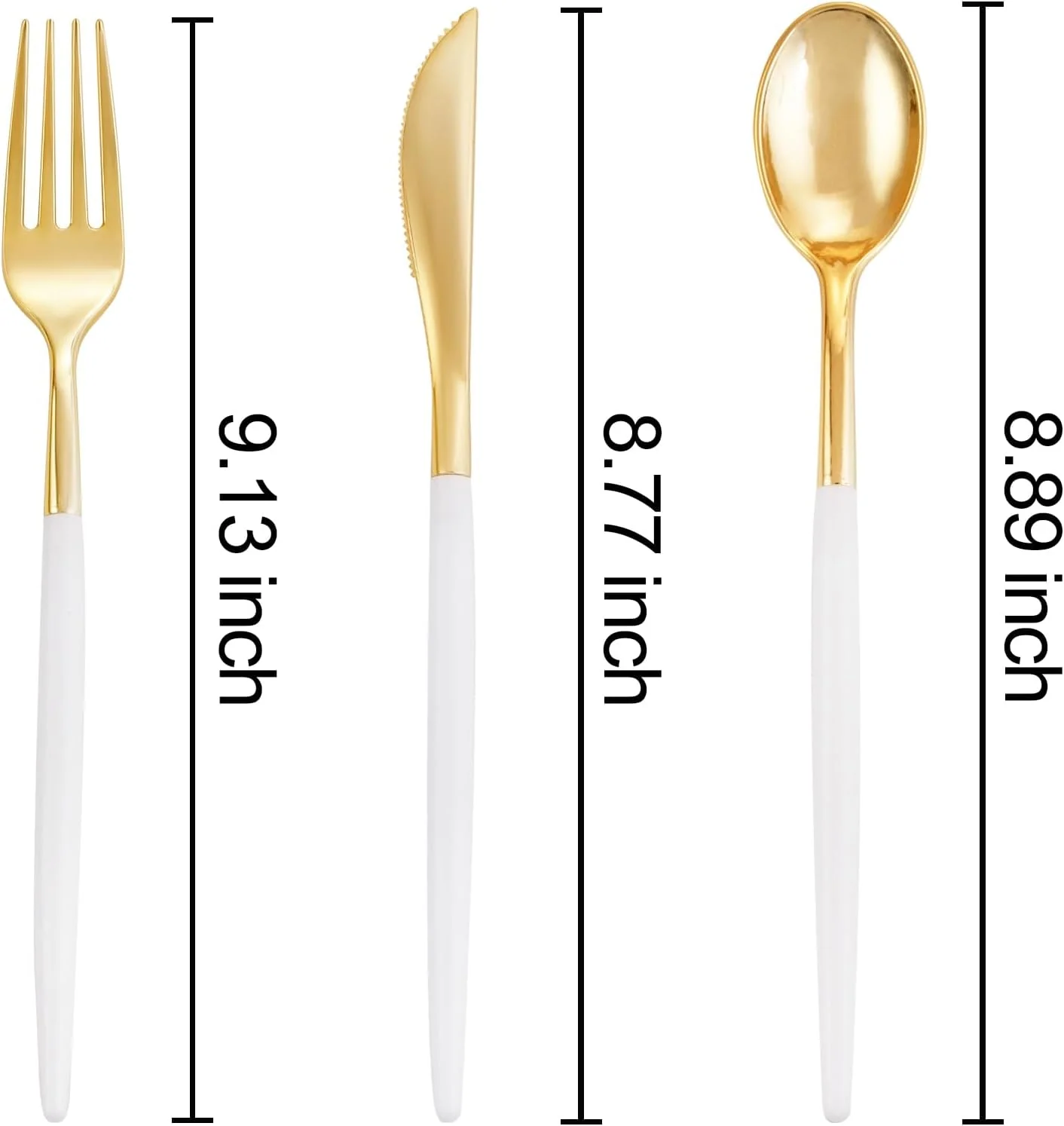 Gold Cutlery Set with White Handles — view 11